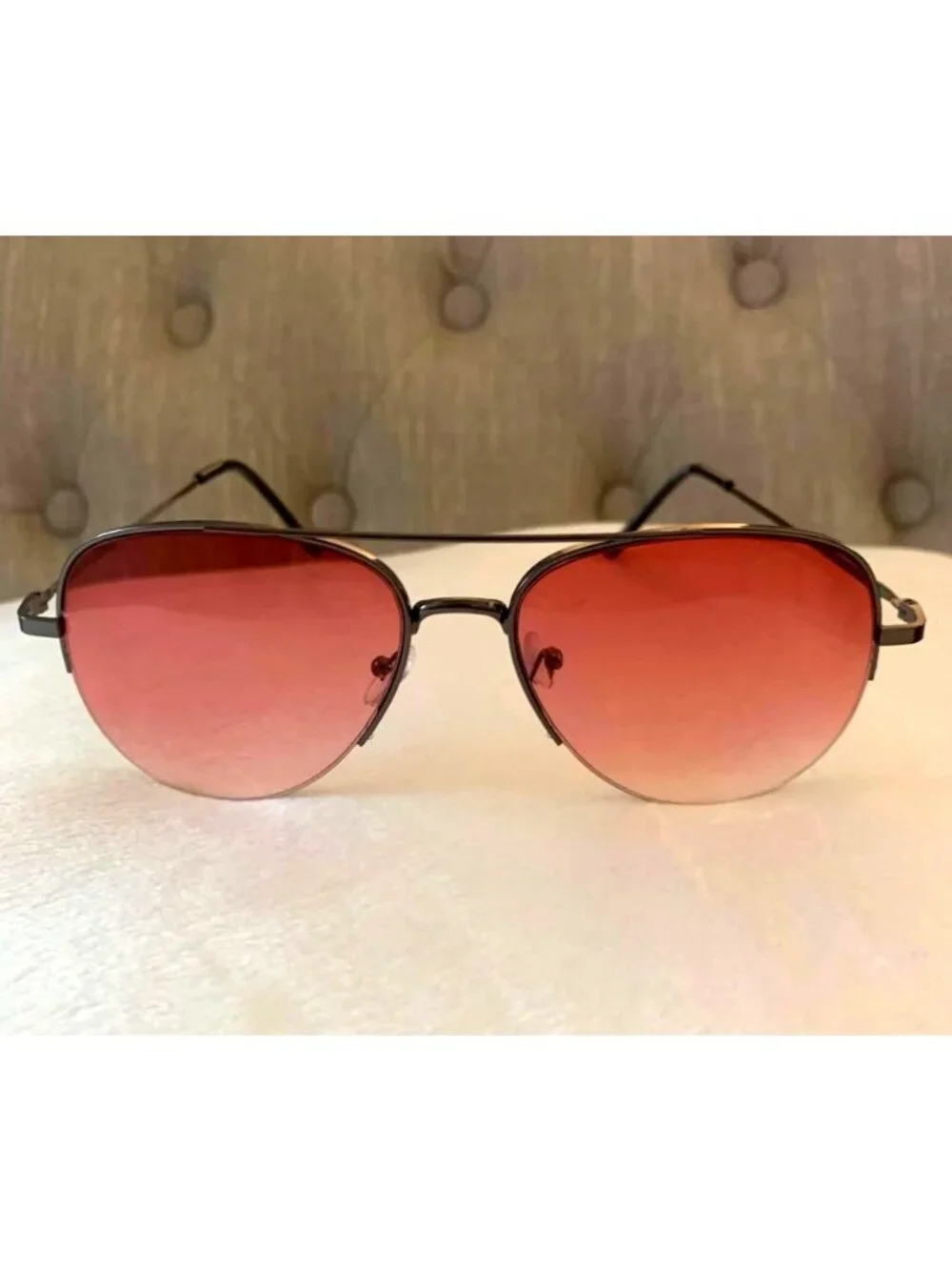 Aviator Style Sunglasses With Black Frame & Pink Gradient Lens Unisex